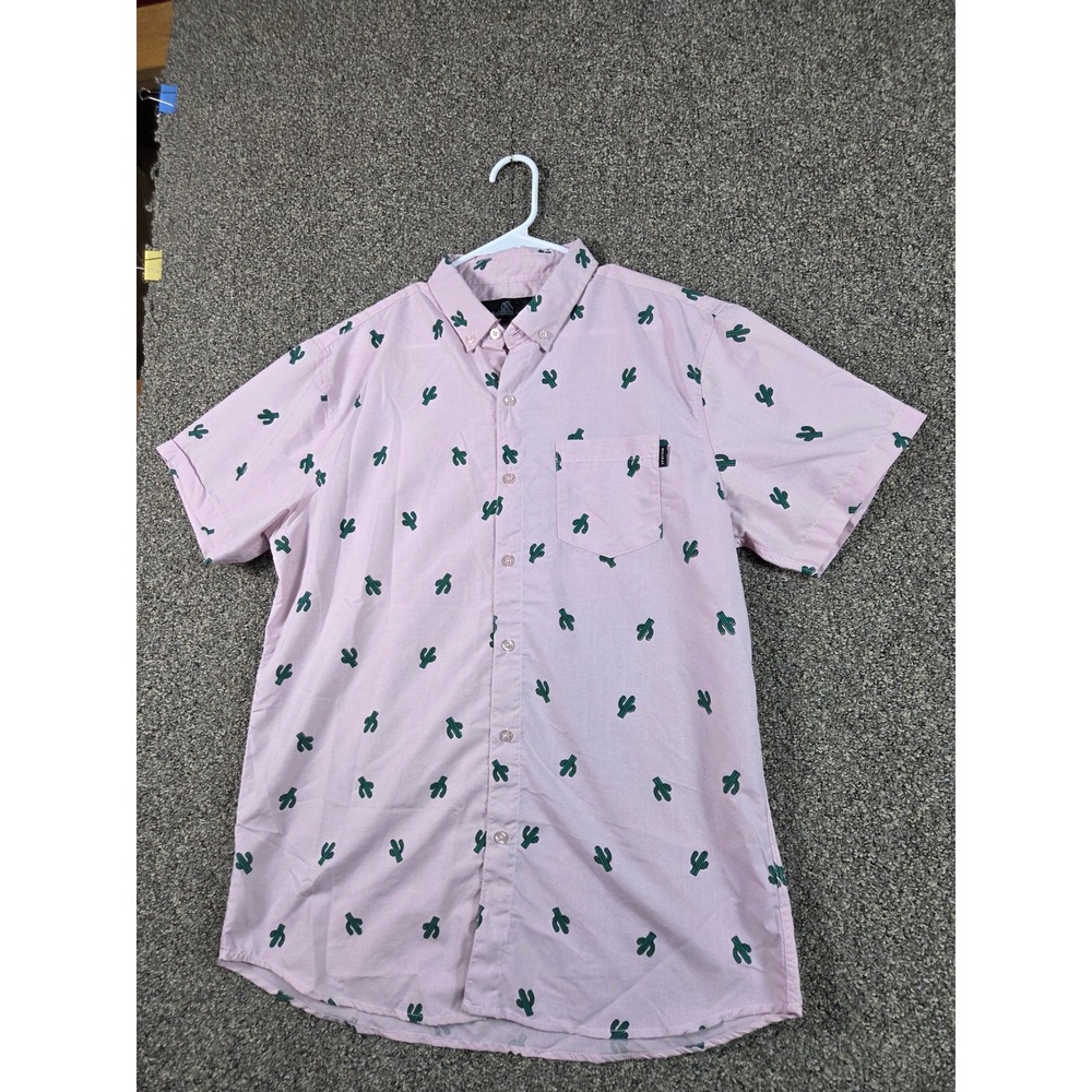 Molokai Surf Co Button Down Shirt Mens Large Pink Cactus Print Short Sleeve - Picture 6 of 10